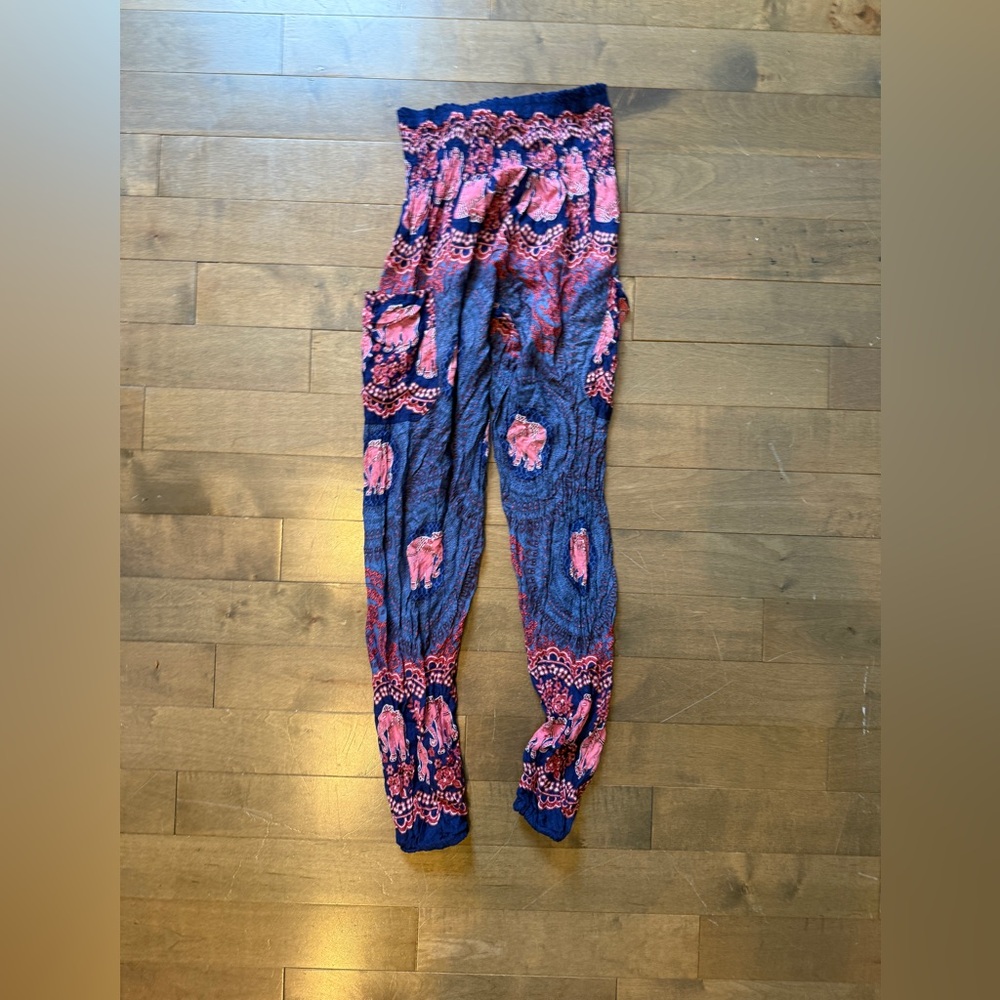 Vibrant Elephant Print Wide Leg Pants - Picture 2 of 3